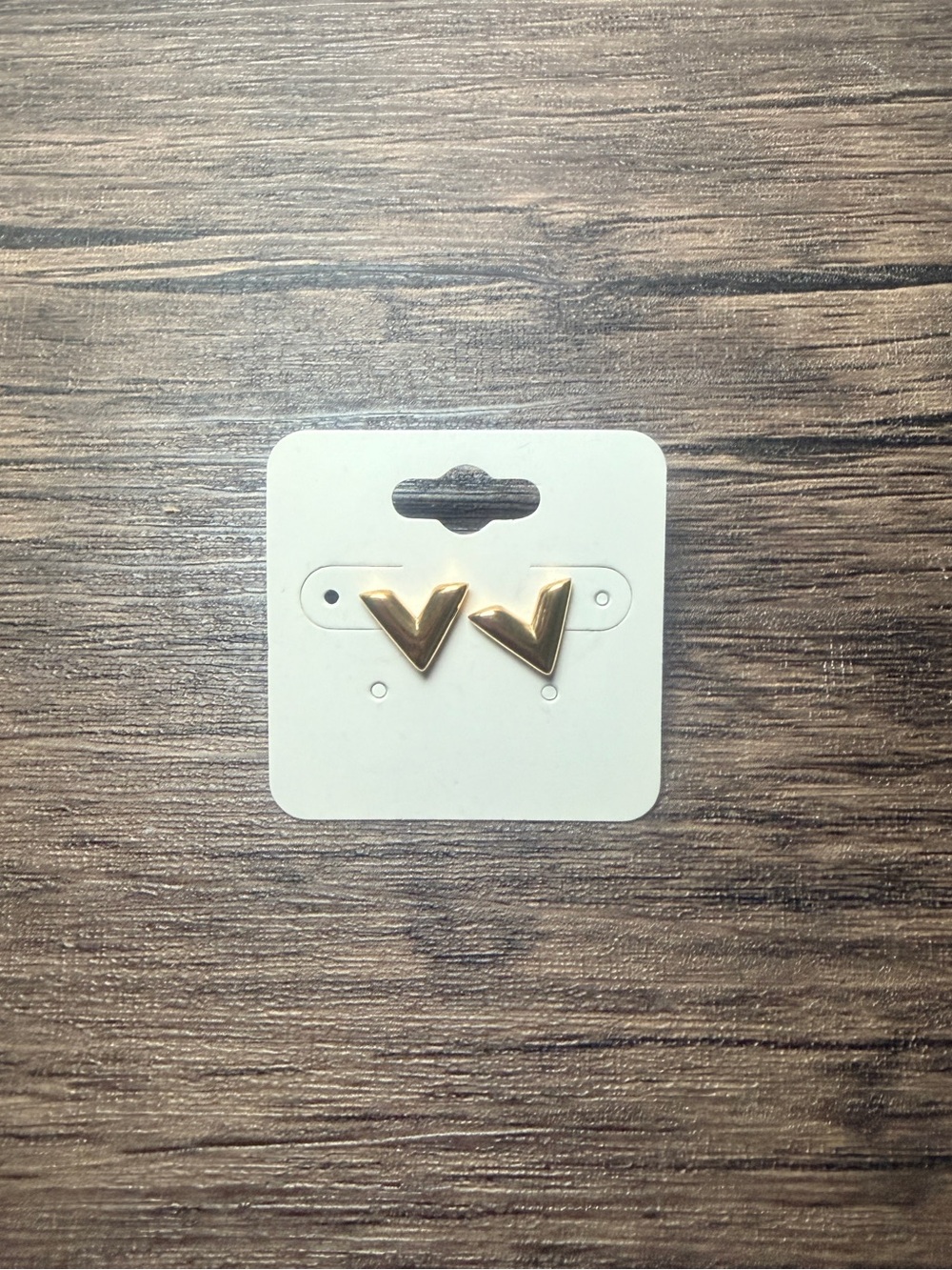 Gold V-Shaped Stud Earrings - Women's Jewelry